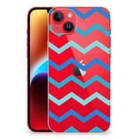 iPhone 14 Plus TPU bumper Zigzag Blauw - thumbnail