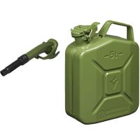 Metalen jerrycan legergroen voor brandstof 5 liter incl. schenktuit