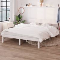 Bedframe massief grenenhout wit 140x190 cm - thumbnail