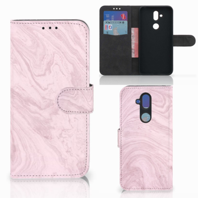 Nokia 8.1 Bookcase Marble Pink - Origineel Cadeau Vriendin