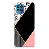 Motorola Moto G100 TPU Hoesje Zwart Roze Vormen - thumbnail