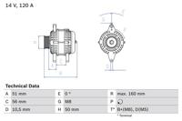 Dynamo / Alternator BOSCH, Spanning (Volt)14V, u.a. für Opel, Vauxhall