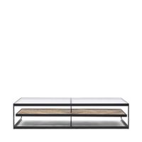 Rivièra Maison Salontafel Graydon Essenhout en Glas, 180 x 80cm - Black