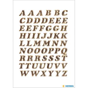 Herma Stickervelletjes met 61x stuks plak letters - alfabet A tot Z - goud/folie - 8 mm   -