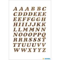 Herma Stickervelletjes met 61x stuks plak letters - alfabet A tot Z - goud/folie - 8 mm   - - thumbnail