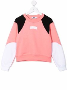 MSGM Kids pull colour block à logo imprimé - Rose