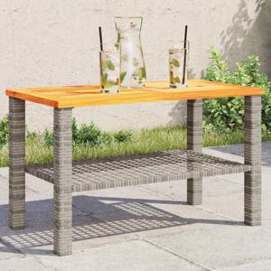 Tuintafel 70x38x42 cm poly rattan en acaciahout grijs