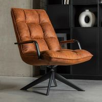 WOOOD Draaifauteuil Jouke Met armleuning, PU - Cognac - thumbnail