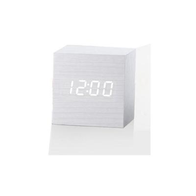 Multicolor geluiden controle houten klok moderne digitale LED Bureau alarm klok thermometer timer wit hout Multicolor geluiden controle houten klok moderne digitale LED Bureau alarm klok thermometer timer wit hout