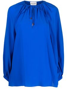 phaeonia blouse en soie à col noué - Bleu