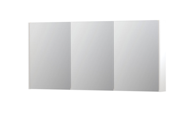 INK® SPK2 spiegelkast met 3 dubbelzijdige spiegeldeuren, 6 verstelbare glazen planchetten, stopcontact en schakelaar 160 x 14 x 73 cm, mat wit