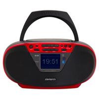 Aiwa BBTU-500DAB/RD draagbare cd-radio Dab+ met 2,4 inch kleurendisplay, Bluetooth 5.0, USB, CD/CDR/RW/MP3, Dab+, kleur: rood
