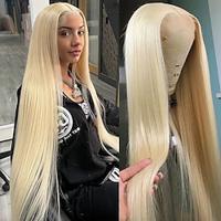 Echt haar 4x13 Sluiting Pruik Gratis deel Peruaans haar Natuurlijk recht Blond Pruik 150% Haardichtheid met babyhaar lijmloze Pre-geplukt Voor pruiken voor zwarte vrouwen Lang Kanten pruiken van echt Lightinthebox - thumbnail