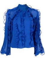 PatBO blouse volantée à col montant - Bleu - thumbnail