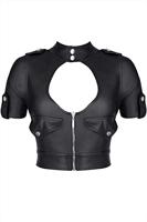 Demoniq Kunstleren top met ritssluiting, zwart, XL