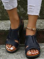 Synthetic Leather Casual Summer Slide Sandals - thumbnail