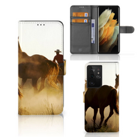 Samsung Galaxy S21 Ultra Telefoonhoesje met Pasjes Design Cowboy - thumbnail