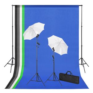 VidaXL Fotostudioset met achtergronden, lampen en paraplu&apos;s