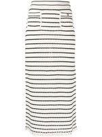 SANDRO pointelle-knit striped midi skirt - Blanc