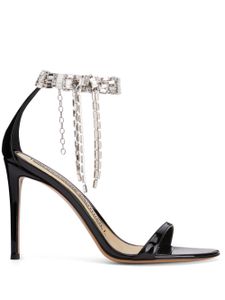 Alexandre Vauthier sandales Tiffany en cuir à ornements en cristal - Noir