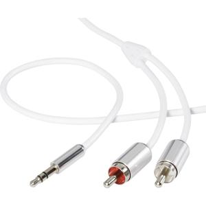 SpeaKa Professional SP-7870524 Cinch / Jackplug Audio Aansluitkabel [2x Cinch-stekker - 1x Jackplug male 3,5 mm] 1.50 m Wit SuperSoft-mantel