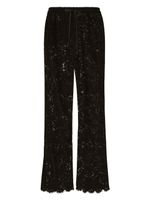 Dolce & Gabbana lace-panelling semi-sheer trousers - Noir