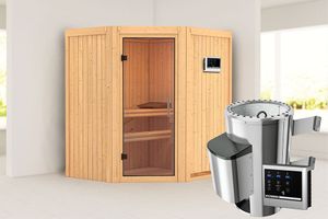 Karibu | Tonja Sauna | Helderglas Deur | Kachel 3,6 kW Externe Bediening