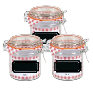 Weckpot/inmaakpot - 6x - 250 ml - glas - met beugelsluiting - incl. etiketten