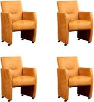 Set van 4 Cognac leren moderne eetkamerfauteuils Pleasure - Kenia Leer Cognac (cognac leer) - thumbnail