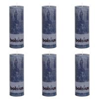 Bolsius Rustiekkaarsen 6 st 190x68 mm blauw