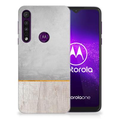 Motorola One Macro Bumper Hoesje Wood Concrete Motorola One Macro Bumper Hoesje Wood Concrete