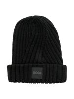 BOSS Kidswear bonnet en maille à patch logo - Noir