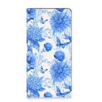 Smart Cover voor Samsung Galaxy S24 Flowers Blue - thumbnail