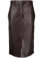 Lanvin jupe mi-longue en cuir - Marron