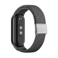 By Qubix - Braided nylon bandje - Grijs - Compatible met Xiaomi Smart Band 8 & 9 - Compatible Xiaomi bandje