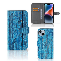 iPhone 15 Plus Book Style Case Wood Blue - thumbnail