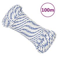 Boot touw 3 mm 100 m polypropyleen wit - thumbnail