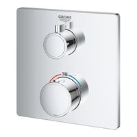 Grohe Grohtherm Inbouwthermostaat - 2 knoppen - zonder omstel - rechthoekig - chroom 24078000