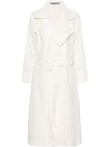 Issey Miyake trench Shaped Membrane en lin - Blanc