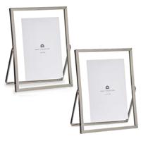 Giftdecor Fotolijstje voor 10 x 15 cm foto - 2x - zilver - metaal - Modern - frame 16 x 21 cm - staa