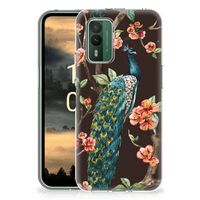 Nokia XR21 TPU Hoesje Pauw met Bloemen