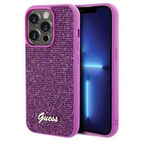 iPhone 15 Pro Guess Disco Metal Script Logo Cover - Fuchsia - thumbnail