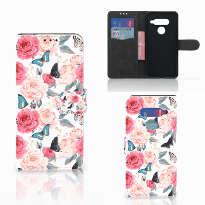 LG V40 Thinq Hoesje Butterfly Roses