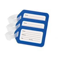 Set van 5x stuks kofferlabels/bagagelabels kunststof blauw 5 x 8 cm - thumbnail