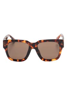 Linda Farrow lunettes de soleil carrées à effet écailles de tortue - Marron