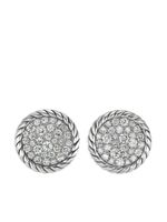 David Yurman puces d'oreilles DY Elements Button en argent sterling serti de diamants - thumbnail