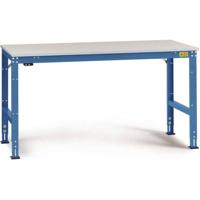 Manuflex LU4158.5007 ESD ESD-werktafel universele standaard achtergrond tafel met melamine schijf, bxdxh = 2500 x 1000 x 763-873 mm Stralend blauw (RAL 5007)