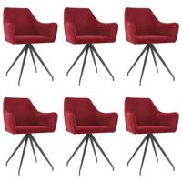 vidaXL Eetkamerstoelen 6 st fluweel wijnrood