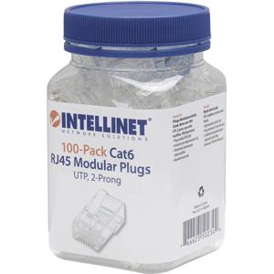 Intellinet Kabel Intellinet verpakking van 100 stuks Cat6 modulaire RJ45-stekkers UTP 2-voudige klem voor gevlochten draad 100 stekkers per pot 502344