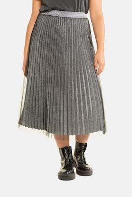 Ulla Popken Plissérok, glitter-effect, jersey voering - Grote Maten